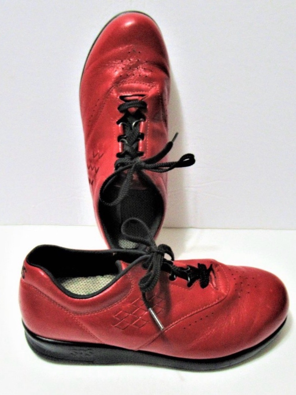 SAS Women's Red Lace-Up Leather Comfort Shoes